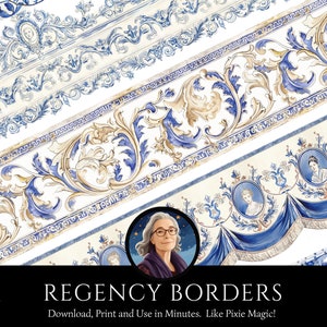 georgianische Ära Border Clipart PNG, Bridgerton Regency Style, klassische Portrait Border, digitaler Rahmen des 18.Jahrhunderts