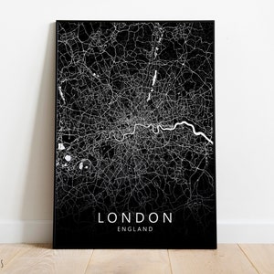 London City Map Print: Black and White Minimalist England Poster, Digital Download