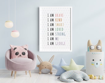 Kids Affirmations Print: Playroom Nursery Decor Wall Art