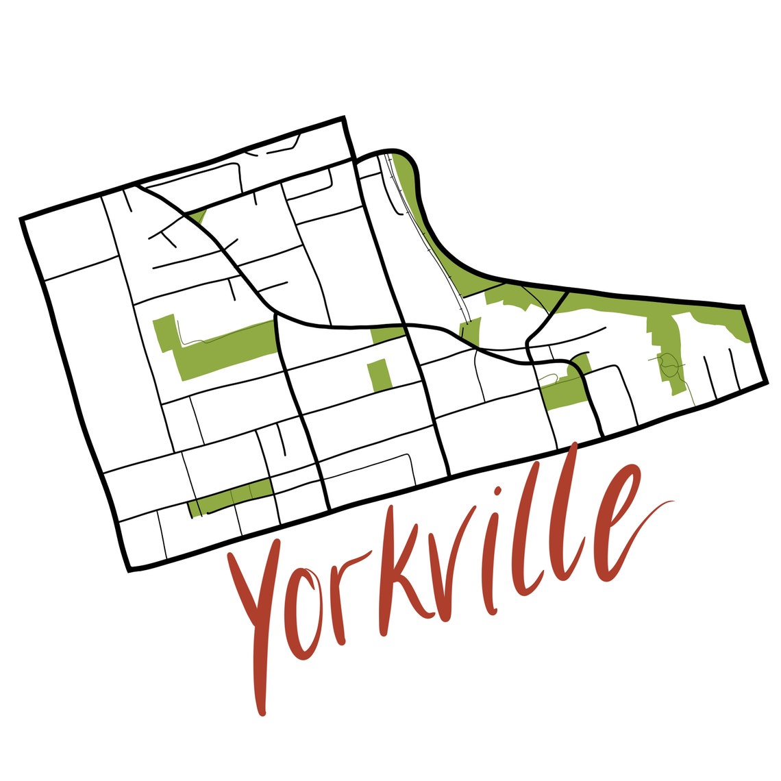 Yorkville Hand Drawn Map Toronto Neighbourhood Digital Art Print Custom