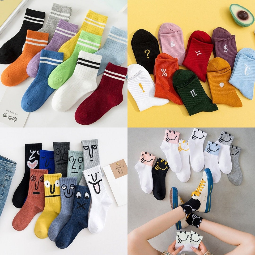 10 Pairs Unisex Colorful College Socks Colored Socks Cotton - Etsy