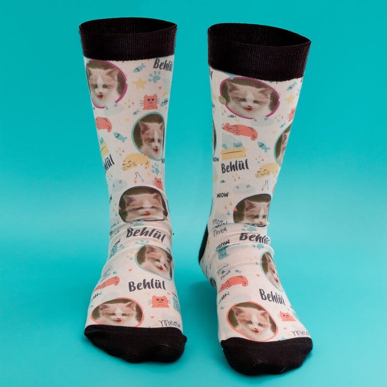 Custom Cat Socks Personalized Pet Photo Socks Customized Etsy
