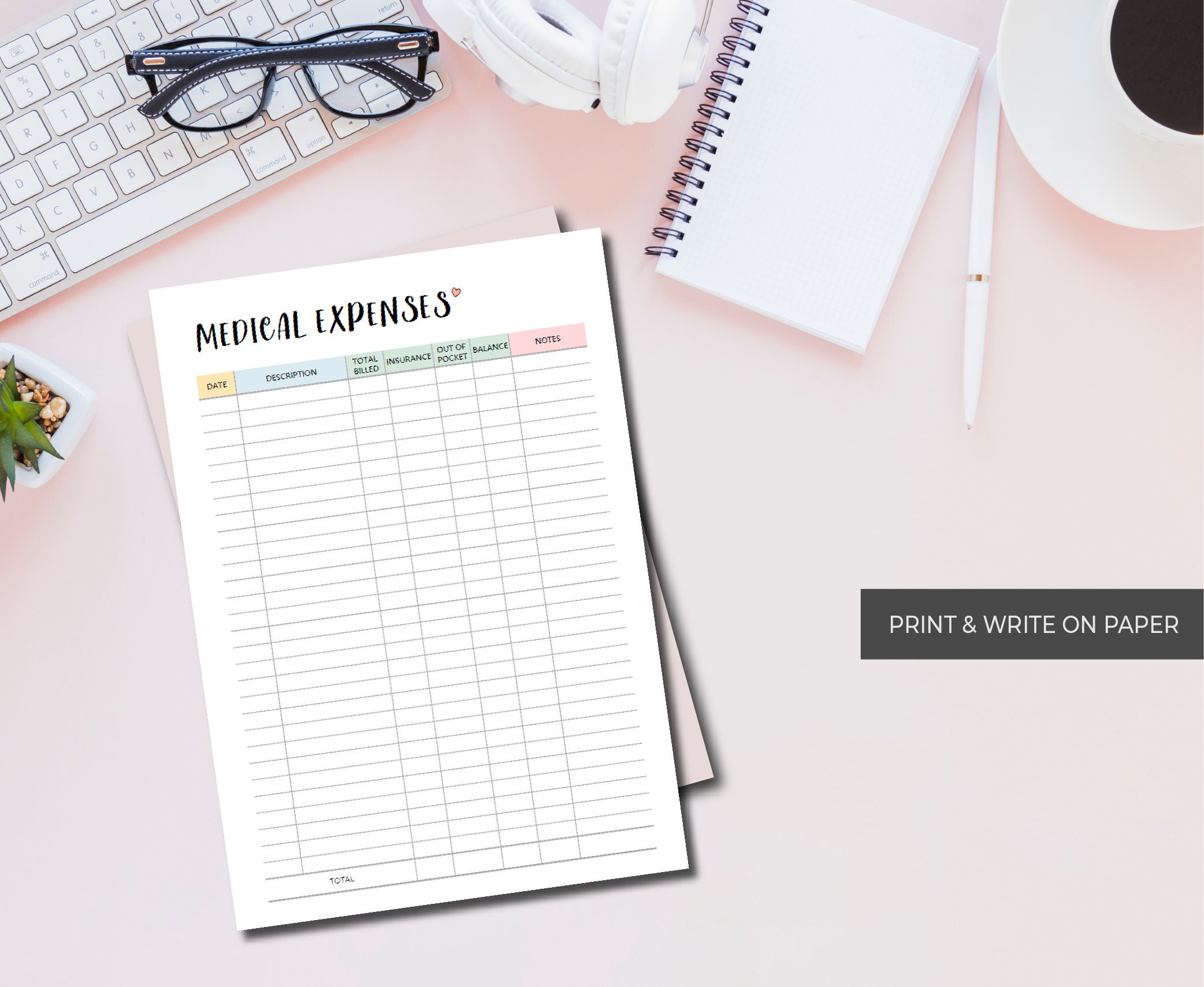 Medical Expenses Tracker Printable Medical Bills Log - Etsy