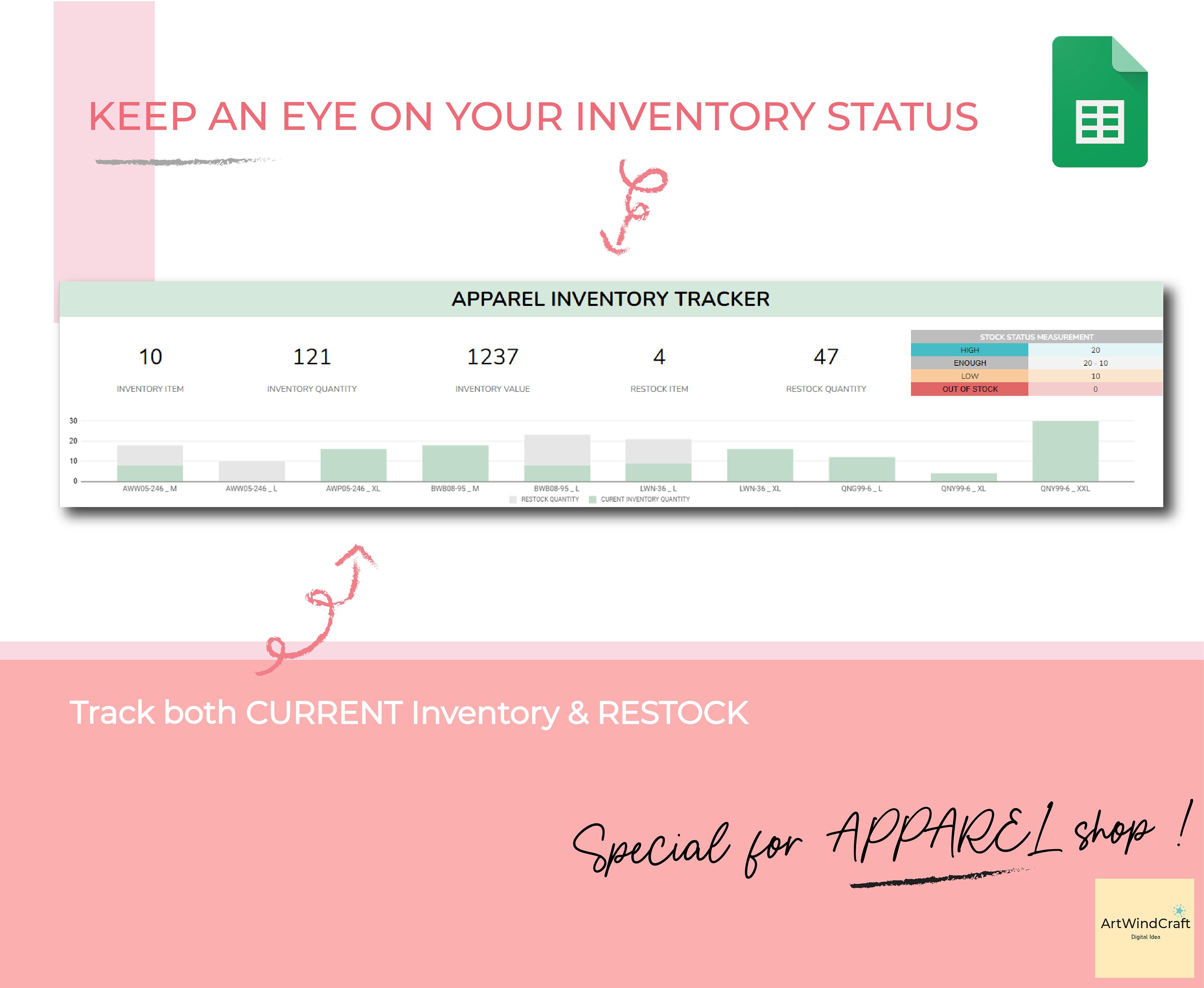 Apparel Inventory Tracker Simple Inventory Spreadsheet T Etsy UK
