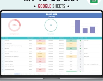 To Do Liste | Terminplaner | Tägliche To Do Liste | Google Sheets | To-Do Liste | Sofortdownload