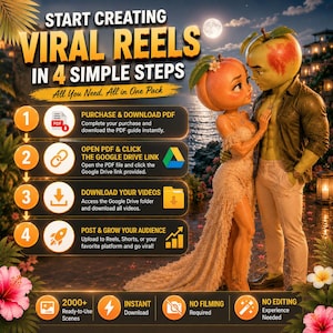 Paquete de dramas románticos con IA y frutas / Más de 2000 escenas virales para Reels / Contenido listo para publicar en TikTok Shorts / Objetos parlantes con IA imagen 5