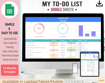 To Do Liste | Terminplaner | Tägliche To Do Liste | Google Sheets | To-Do Liste | Sofortdownload