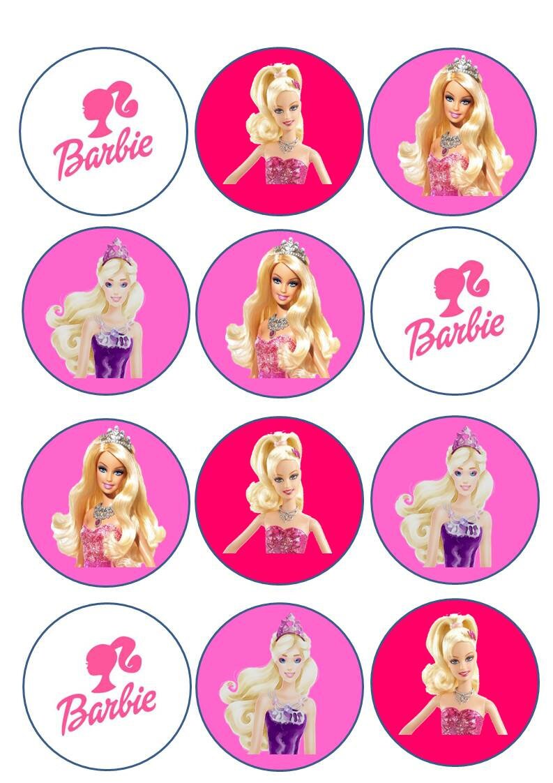 Barbie Edible Cupcake Topper 2.5 Inch Edible Icing or Etsy
