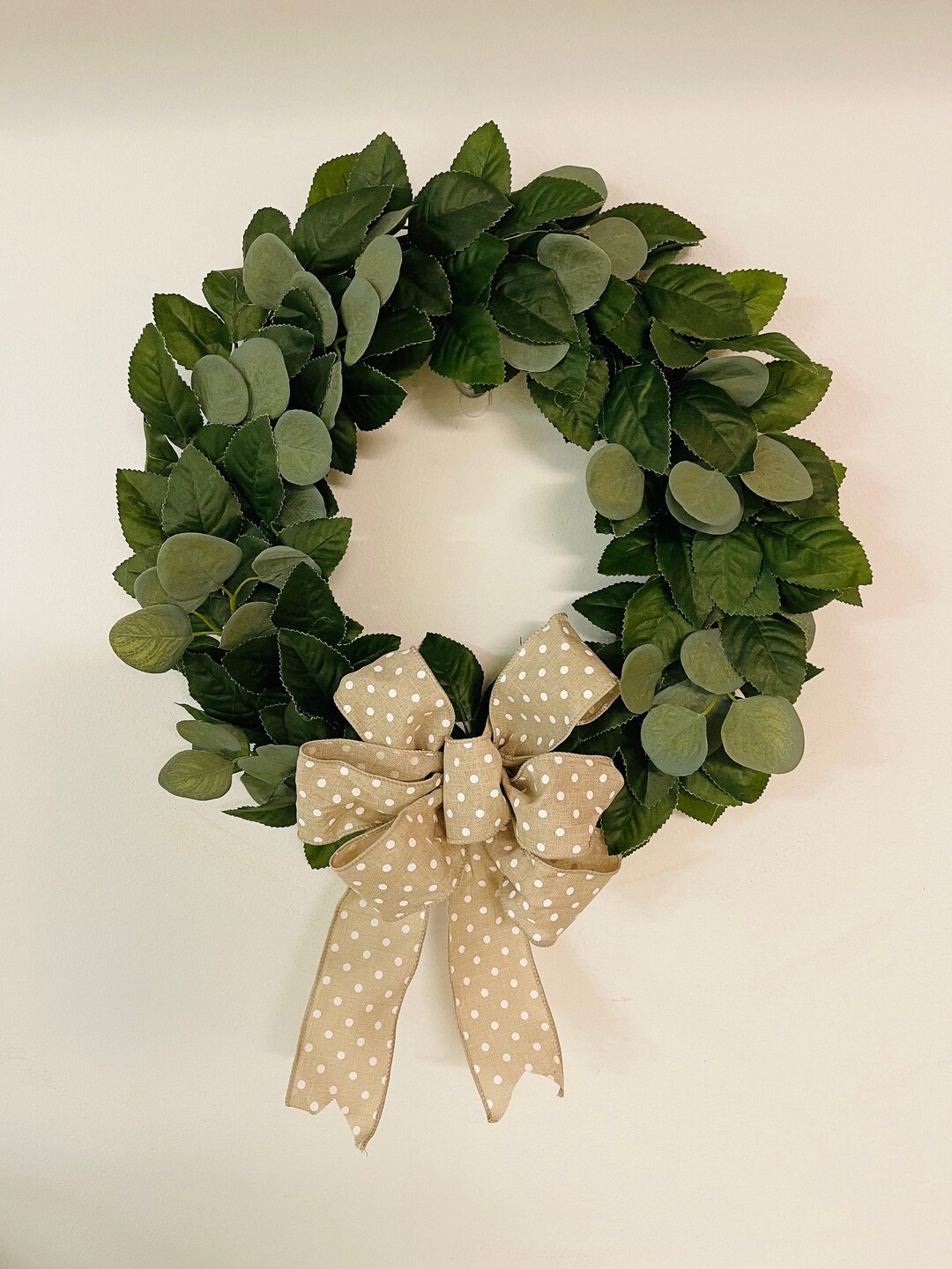 All Year Wreath, Greenery Wreath With Bow, Greenery Wreath With