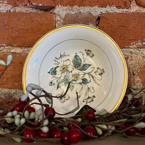 Vintage Knowles Sharon Berry Bowl | 5-3/8&quot; Dessert Bowl | 1951 Ivory Floral | Mid Century USA Pottery