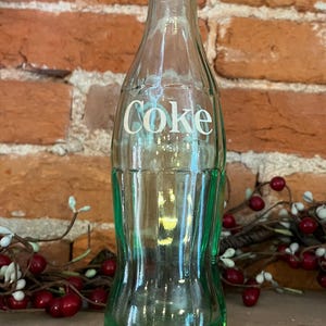 Vintage Green Coke Bottle 7.75” | Classic Coca-Cola Collectible Glass Bottle for Retro Kitchen Décor or Upcycled Crafts