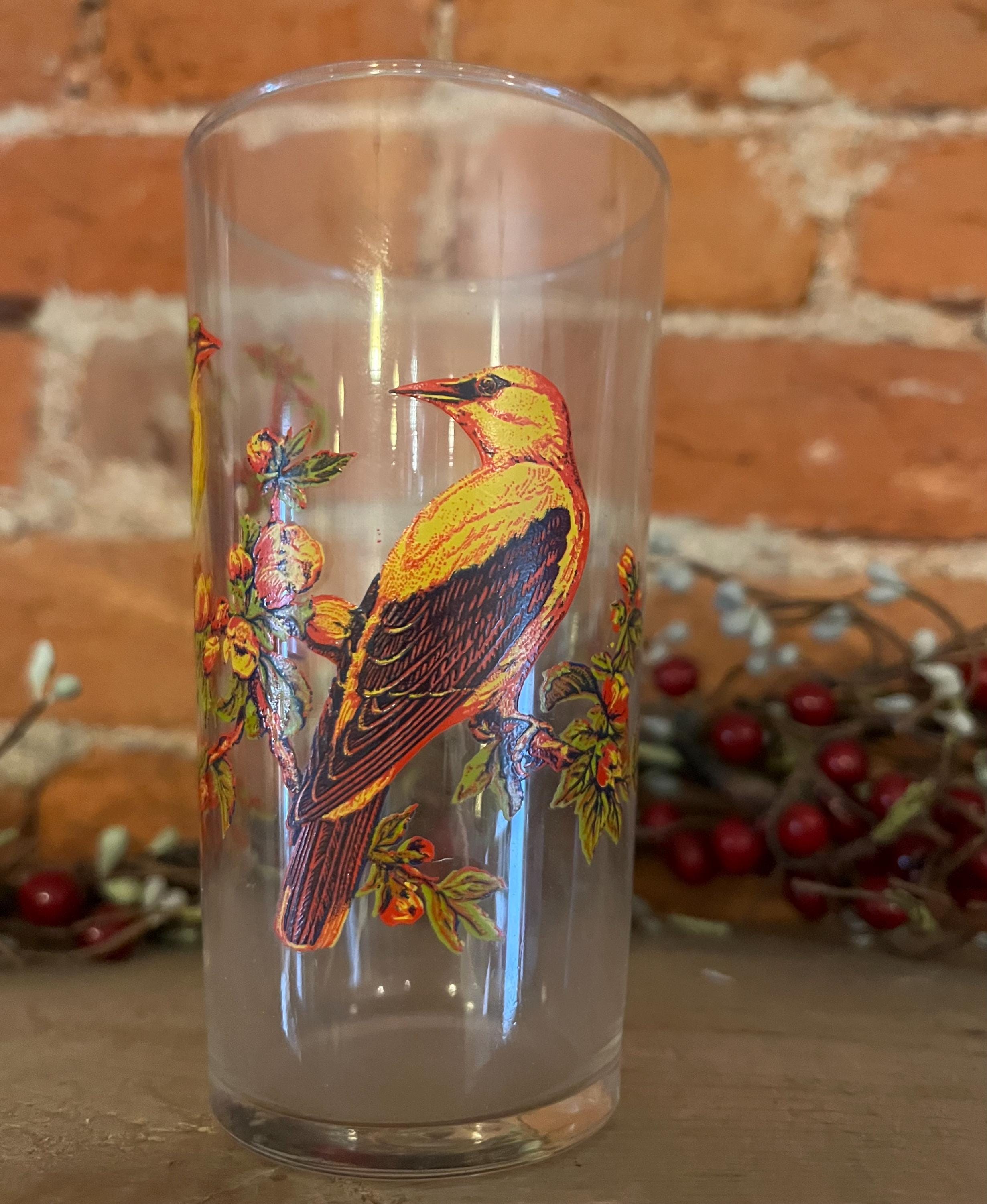 Vintage Mid-century Bird Tumbler Glass – Floral Branch Barware - Etsy