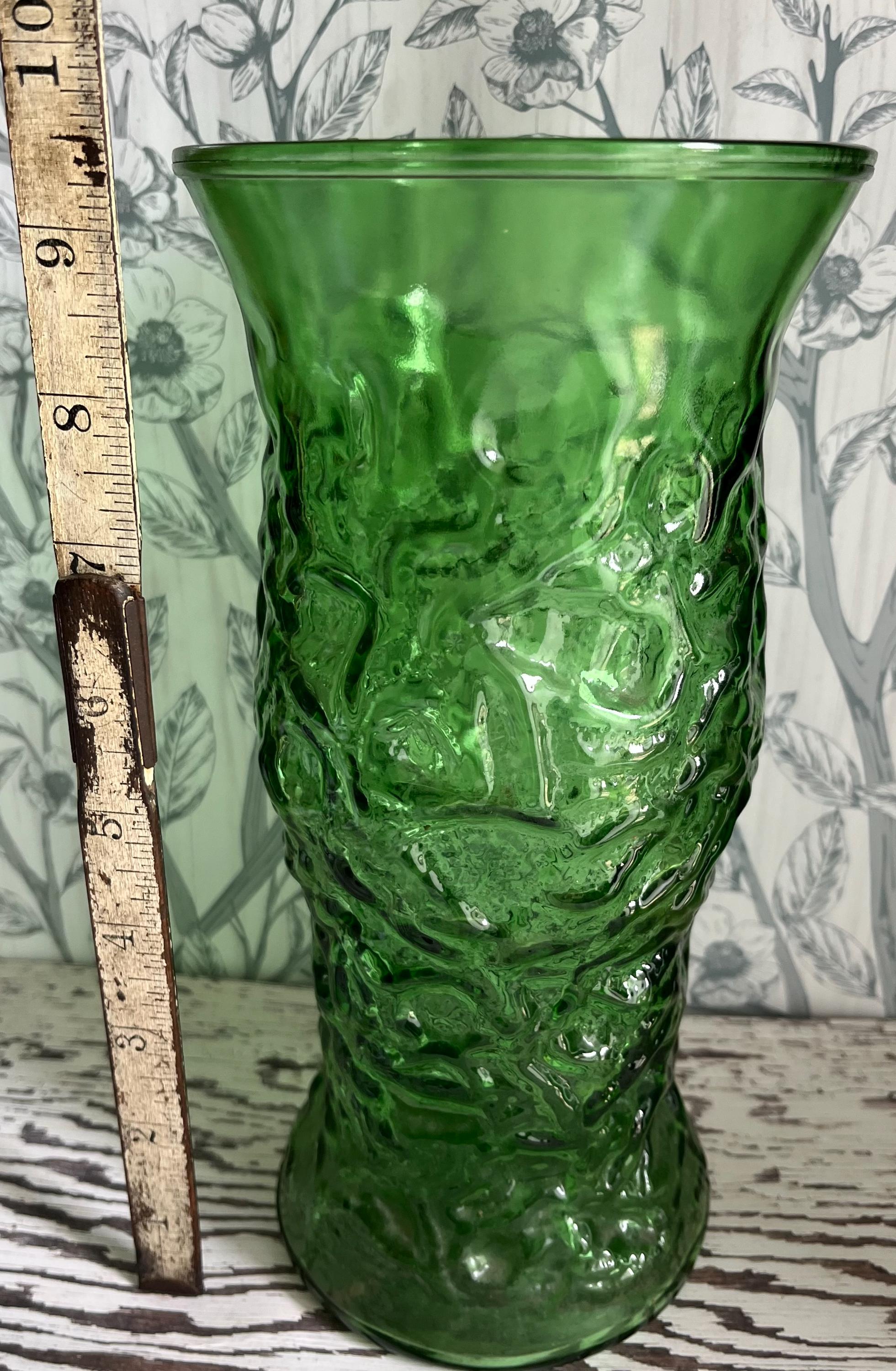Vintage Green Rain Glass Vase | E.O. Brody Co. Retro Decor - Etsy