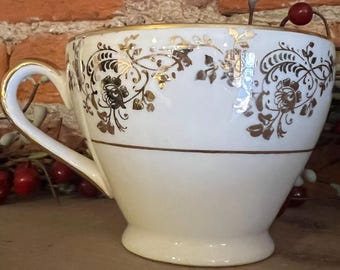 Vintage Ostrow Princess Anne Tea Cup | 22K Gold Trim | Made in USA | Antique China | Collectible Tableware | Elegant Tea Party Cup