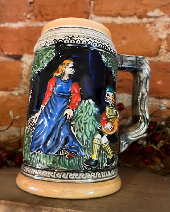 1925年代　アンティーク　ドイツ製　ビアジョッキ アンティーク ドイツ ストーンウェア 陶器 1/2 リットル ビール