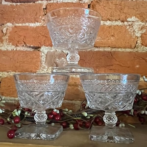 Set of 3 - Vintage Imperial Glass Cape Cod Clear 3 3/4&quot; Sherbet Sundae Glasses