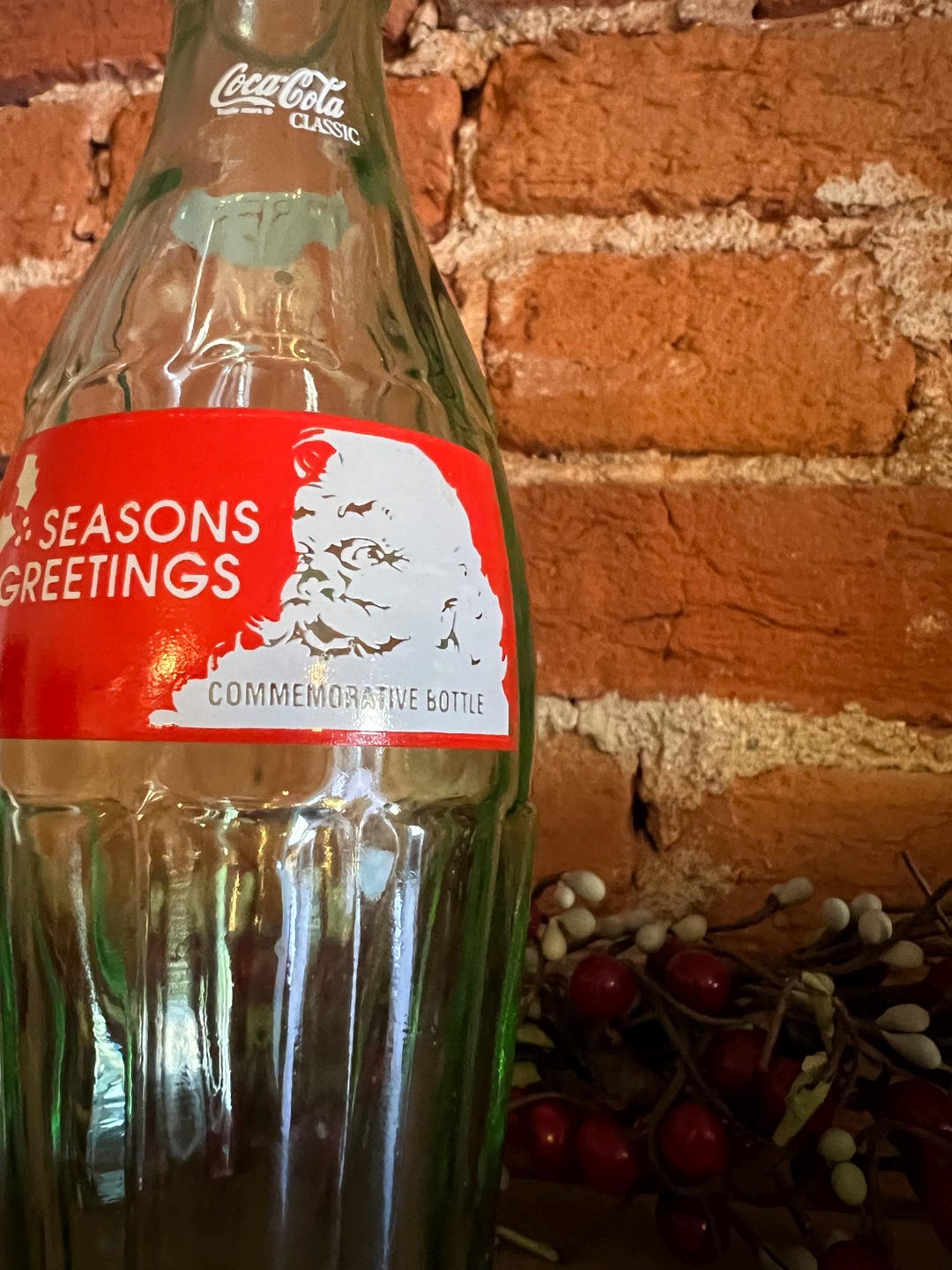 Coca-Cola 1991 Merry Christmas ボトル Coca Cola 8oz Glass Bottle Classic Coke SANTA CLAUS CHRISTMAS