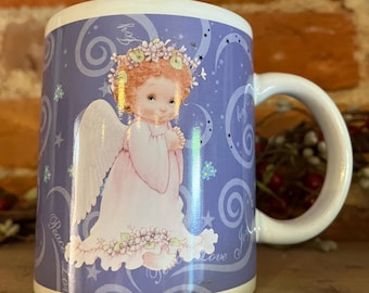 Taza vintage de ángel de Morehead / Taza de café de cerámica con ilustración de ángel / Regalo de la cosecha de Houston / Decoración coleccionable de ángel