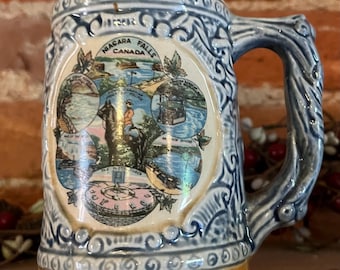 Pamiątkowy kufel z zabytkowej Niagara Falls w Kanadzie | Ceramiczny kufel do piwa Sigal Bros Windsor Ontario | Retro kanadyjski przedmiot kolekcjonerski