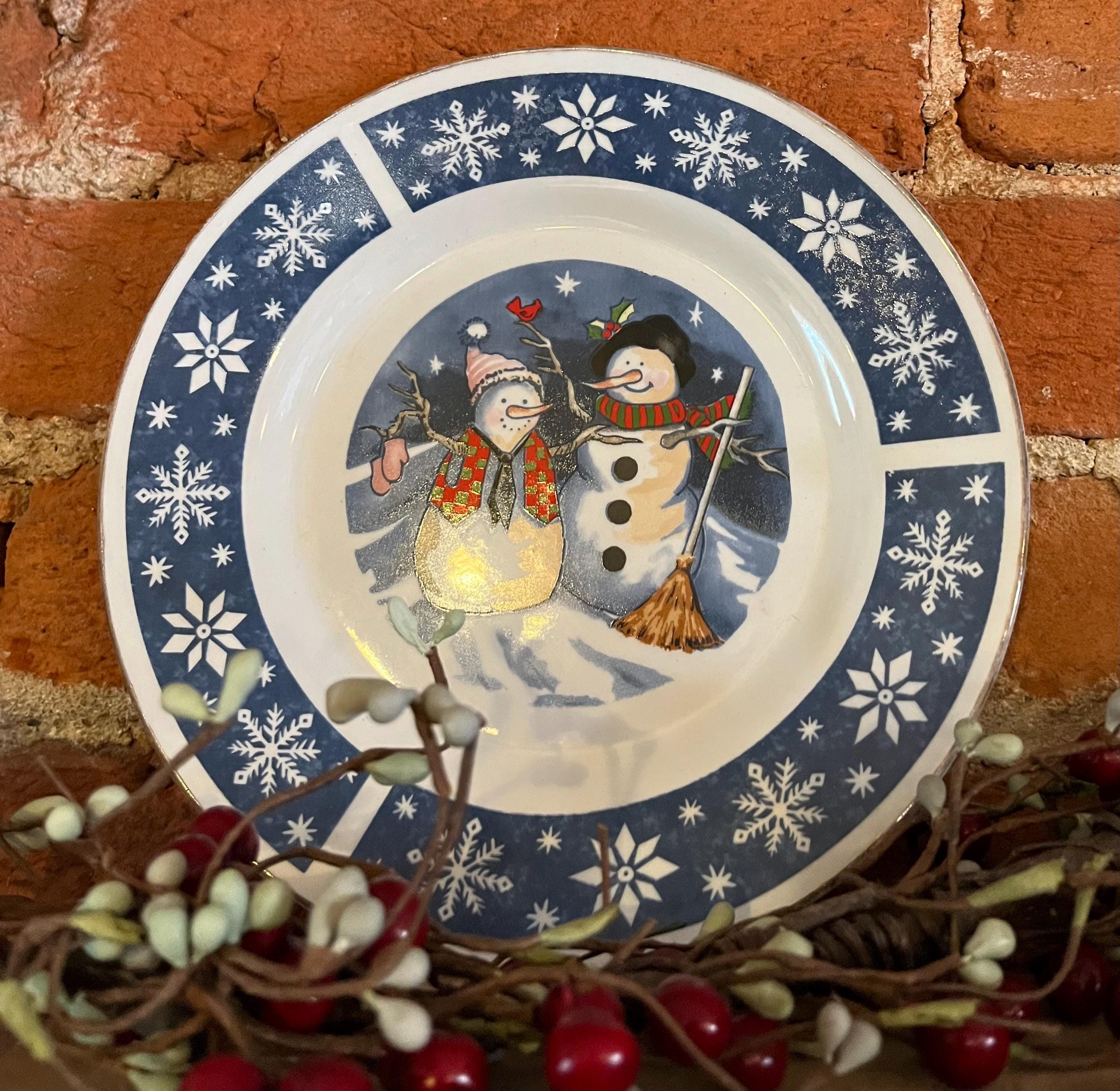   ⭐︎スノーマンプレート Vintage Crofton Snowman Plates Set of 4 | Winter Christmas Dessert