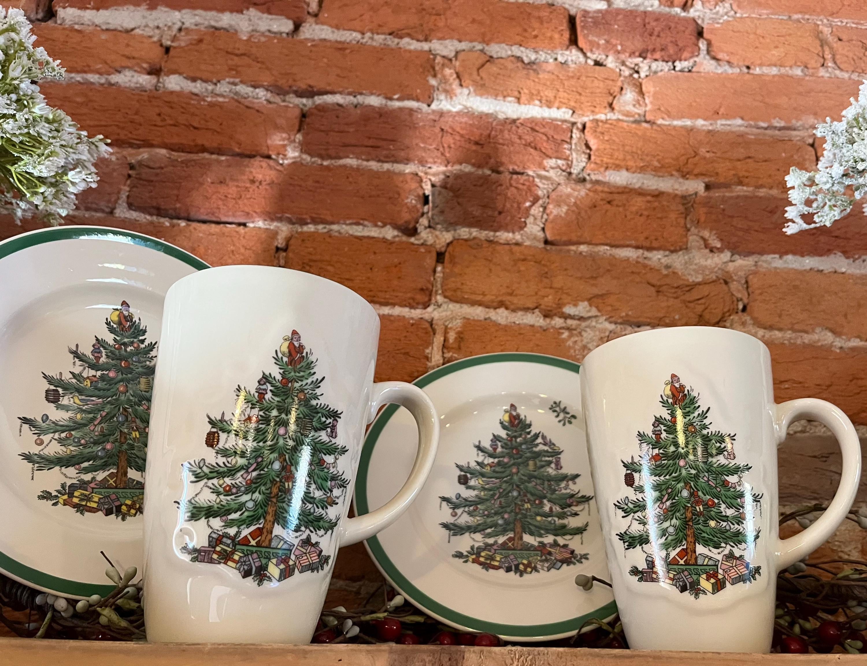 未使用　Spode イギリス製　クリスマスツリー4枚セット ヴィンテージ スポード「クリスマスツリー」イギリス – 4個