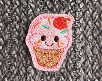 Ice Cream Felties  embroidered on vinyl perfect for hair bows, embellishment, badge reels, planner clips, and more DIY projects