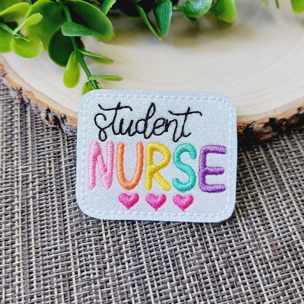 Student Nurse Feltie  embroidered on vinyl perfect for hair bows, embellishment, badge reels, planner clips, and more DIY projects