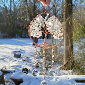 Tree of Life Suncather, Copper Suncatcher, Crystal Suncatcher, Crystal Rainbow maker, Crystal Prism, Gifts For Her, Wall Hanging, Home Decor