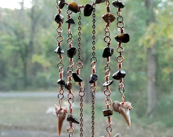 Shark Tooth Car Charm: Fossilized Crystal Rearview Mirror Accessory