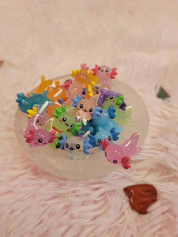 10pcs Axolotl Charms Kawaii Cute Cabochons Resin Slime Decoden Supplies Mini Fairy Garden Animals Decoden case flatback Resin Animals charms