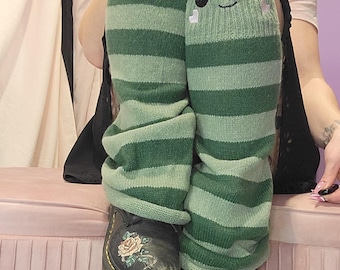 Crochet Frog Leg Warmers: Green Knitted Kawaii Accessories leg warmers 70s vintage style leg leg warmers  crochet  cute fashion style