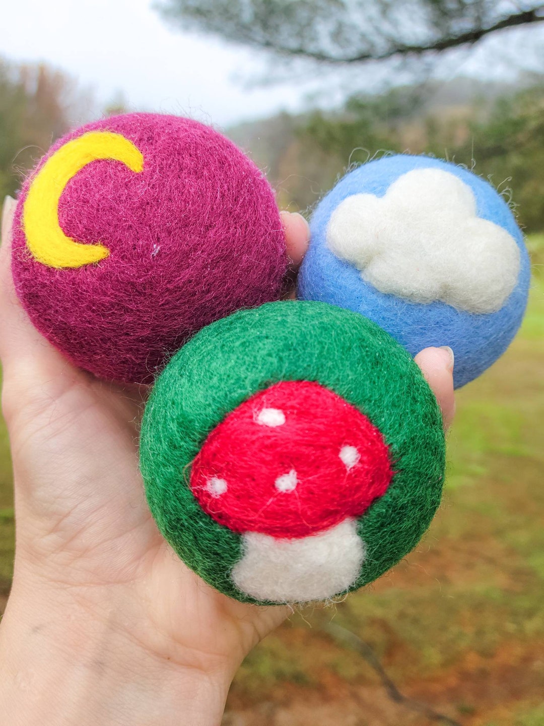 Needle Felted Wool Dryer Balls set of 3, Laundry, Natural, Laundry