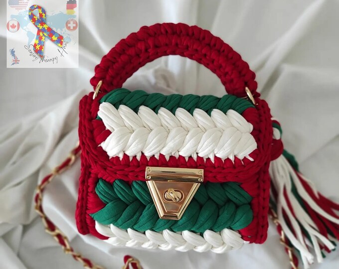 Pastel Multicolor Bag,Hand Women Bag,Crochet Colorful Bag,Handmade,Luxury Bag,Hand Knitted Bag,Crossbody-Hand Bag,Yarn Purse,Gift Christmas