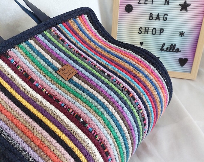 Multicolor Cotton Bag, Vintage,Hand Women Bag, Crochet Colorful, Handmade, Hand Knitted Bag, Cross body-Hand Bag,Yarn Purse,Gift Mothers day