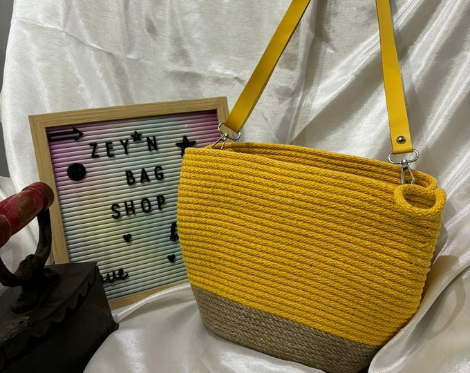 Mustard Summer Cotton Bag, Hand Women Bag, Crochet Colorful,Handmade,Luxury,Hand Knitted Bag,Cross body-Hand Bag,Yarn Purse,Gift Mothers day