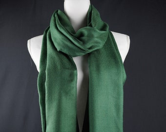 Pure Cashmere Scarf Deep Green /Handmade Evening Wrap/Wedding Shawl/Bridal Wrap/Featherlight Cashmere Scarf/Gift For Mom/ Christmas Gift
