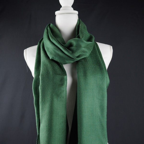 Pure Cashmere Scarf Deep Green /Handmade Evening Wrap/Wedding Shawl/Bridal Wrap/Featherlight Cashmere Scarf/Gift For Mom/ Christmas Gift