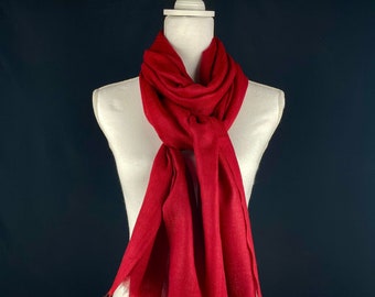 Pure Cashmere Scarf Burgundy /Handmade Evening Wrap/Wedding Shawl/Featherlight Cashmere Scarf/Gift For Mom /Christmas Gift