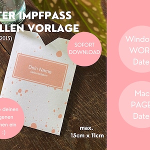 Alter Impfpass Hülle - Personalisierte Impfbuch Schutzhülle zum selber machen in rosa, Sofort Download zum personalisieren & ausdrucken