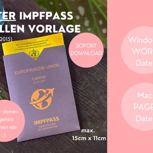 Alter Impfpass Hülle - Personalisierte Impfbuch Schutzhülle zum selber machen Reise Edition-Sofort Download zum personalisieren & ausdrucken