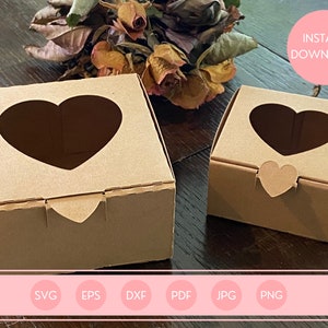 Template for box with heart viewing window to make yourself - INSTANT DOWNLOAD - svg, dxf, eps, pdf, jpeg, png