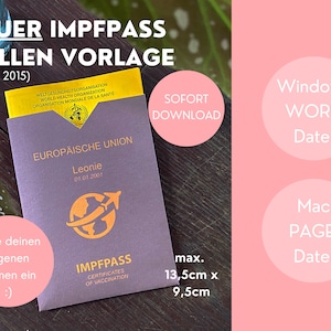 Neuer Impfpass Hülle - Personalisierte Impfbuch Schutzhülle zum selber machen reise Edition-Sofort Download zum personalisieren & ausdrucken