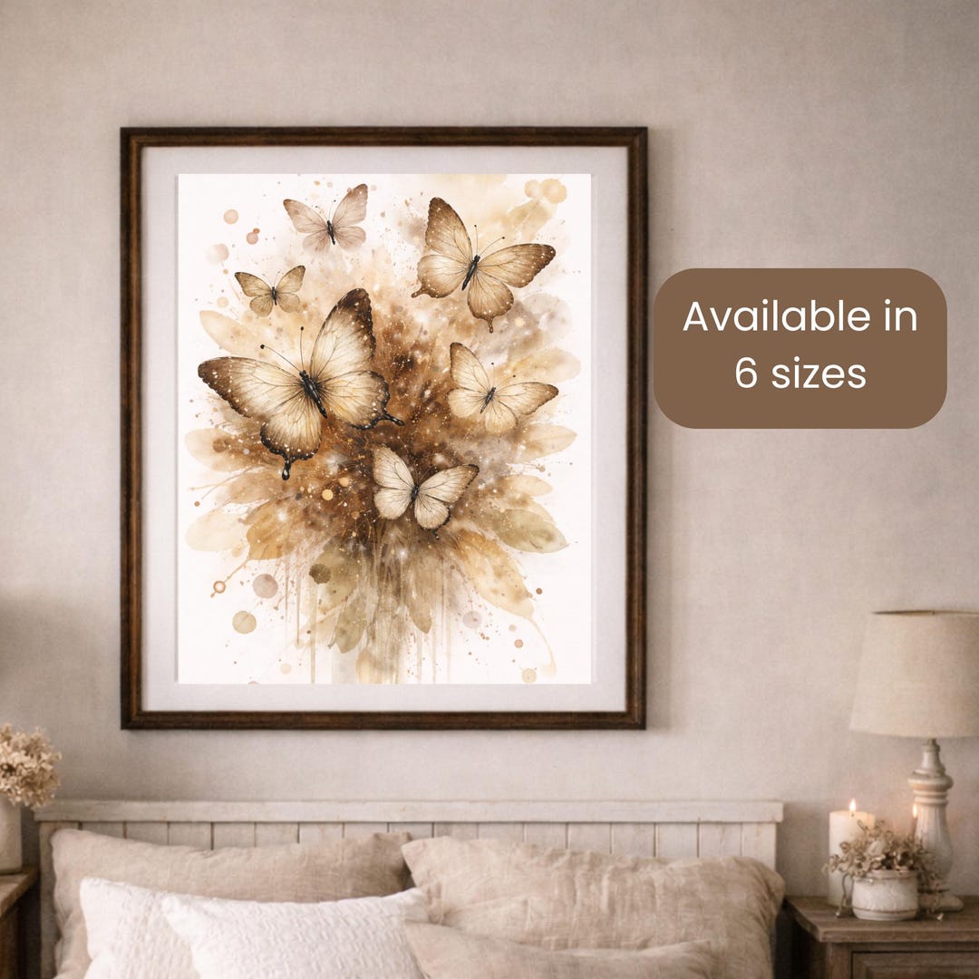 Butterfly Wall Art Watercolor Print Boho Neutral Decor Cottagecore ...