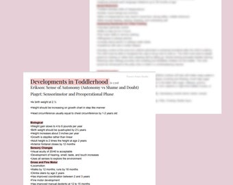 Development and Health Promotion in Toddlerhood Pediatric Nursing Notes