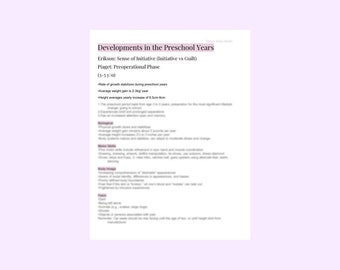 Development in the Preschool Years Pediatric Nursing Notes