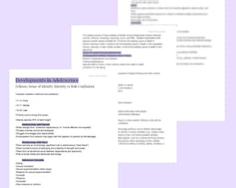 Developments in Adolescence Pediatrics Nursing Notes