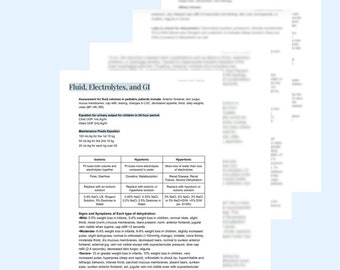 Pediatric Fluids, Electrolytes , & GI Nursing Notes