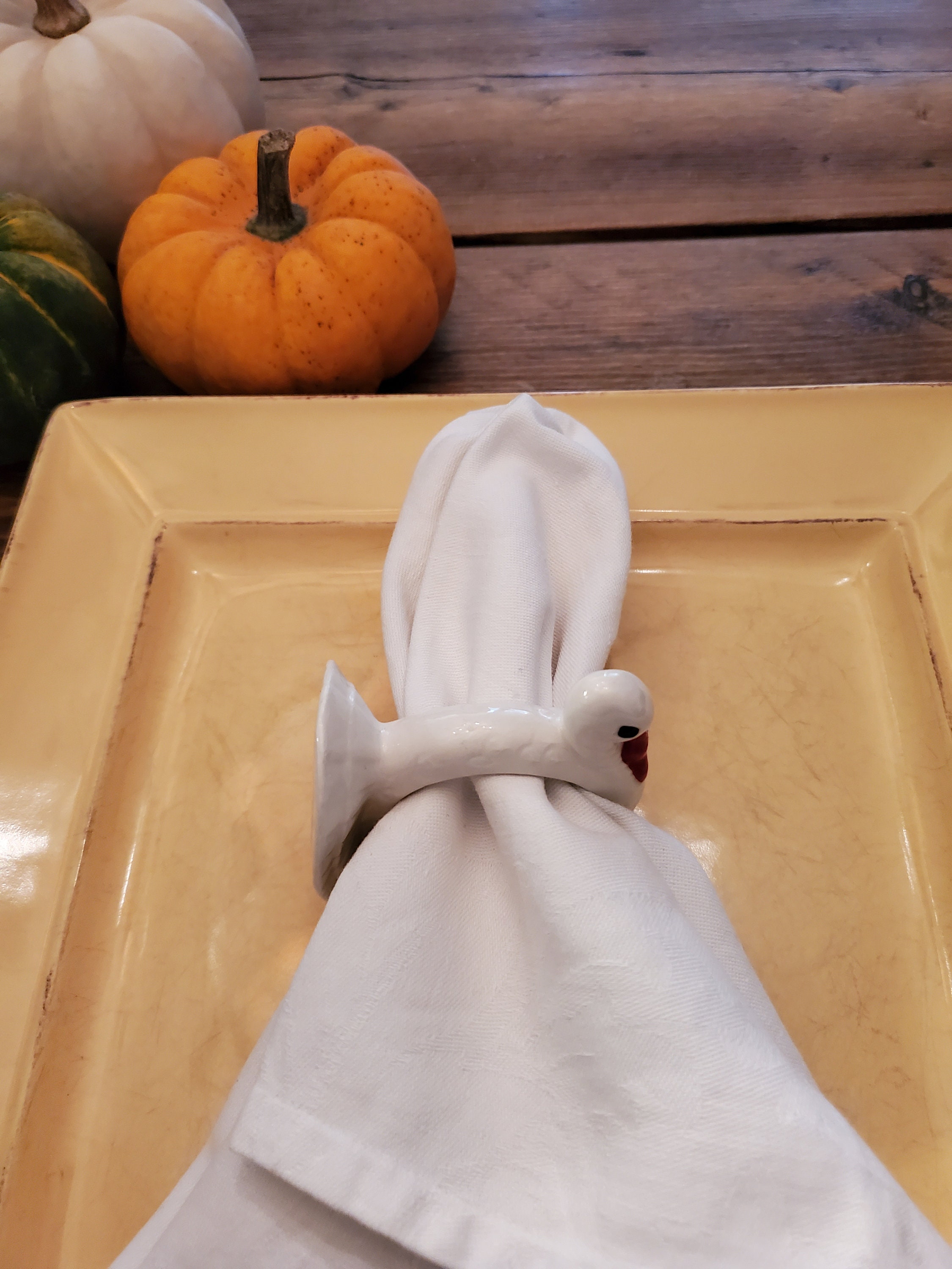 Ceramic Turkey Napkin Rings Set of 6 Etsy