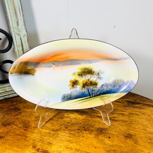 Antique Morimura Noritake Hand Painted Dish, Landscape Pattern, 1920&#39;s Bone China, Made in Japan