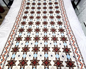 Gebreide wollen deken, vintage, handgemaakt, cottage throw, boerderijdeken 76 x 44 inch